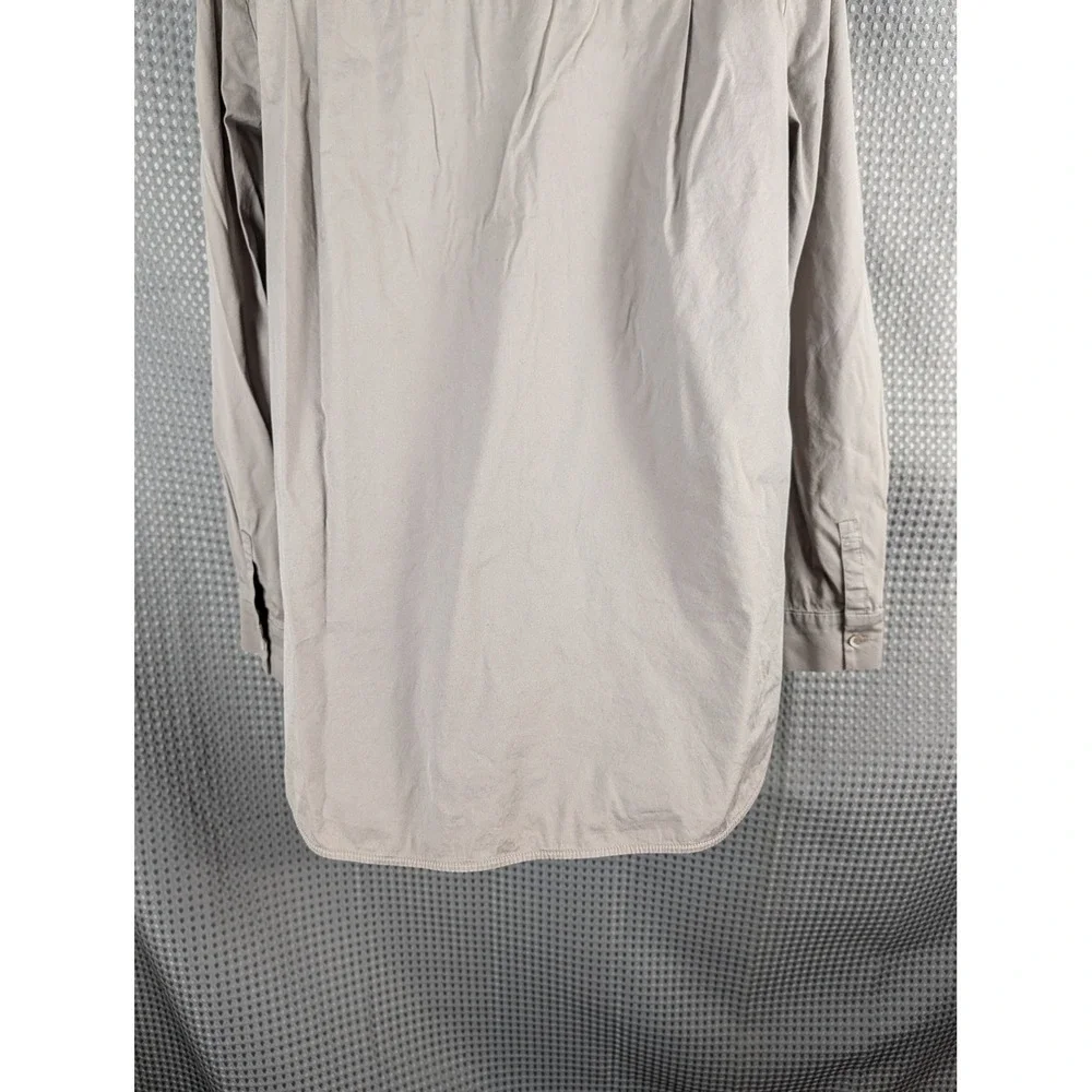 Lafayette 148 New York Womens L Taupe Button Up Shirt Stretch Hidden Placket - Picture 10 of 14